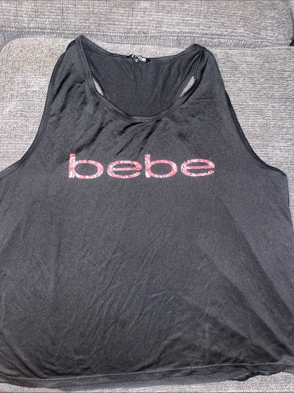 bebe Black Tank with Red  Logo Print